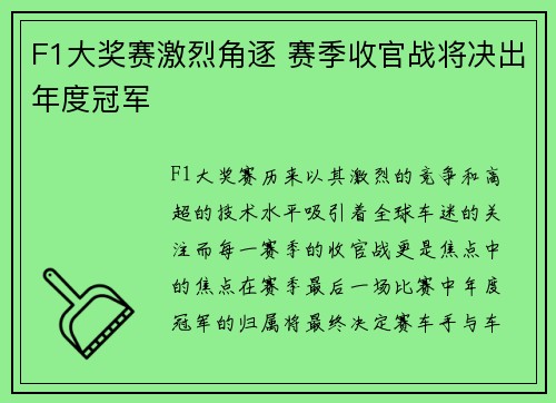 F1大奖赛激烈角逐 赛季收官战将决出年度冠军